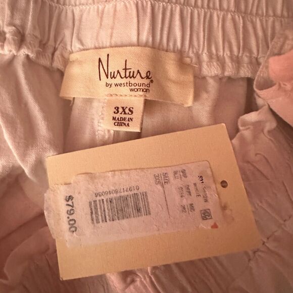 NWT Westbound Linen Blend Pull On Pants Women 3XS Smocked Elastic Waist Wide Leg - Picture 9 of 10